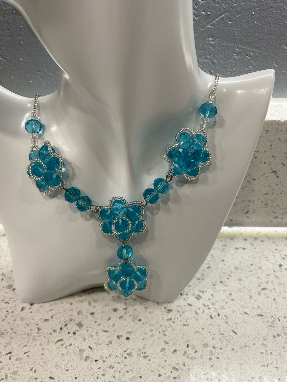 Handmade Beaded Flower Statement Necklace | Artisan Floral Jewelry -